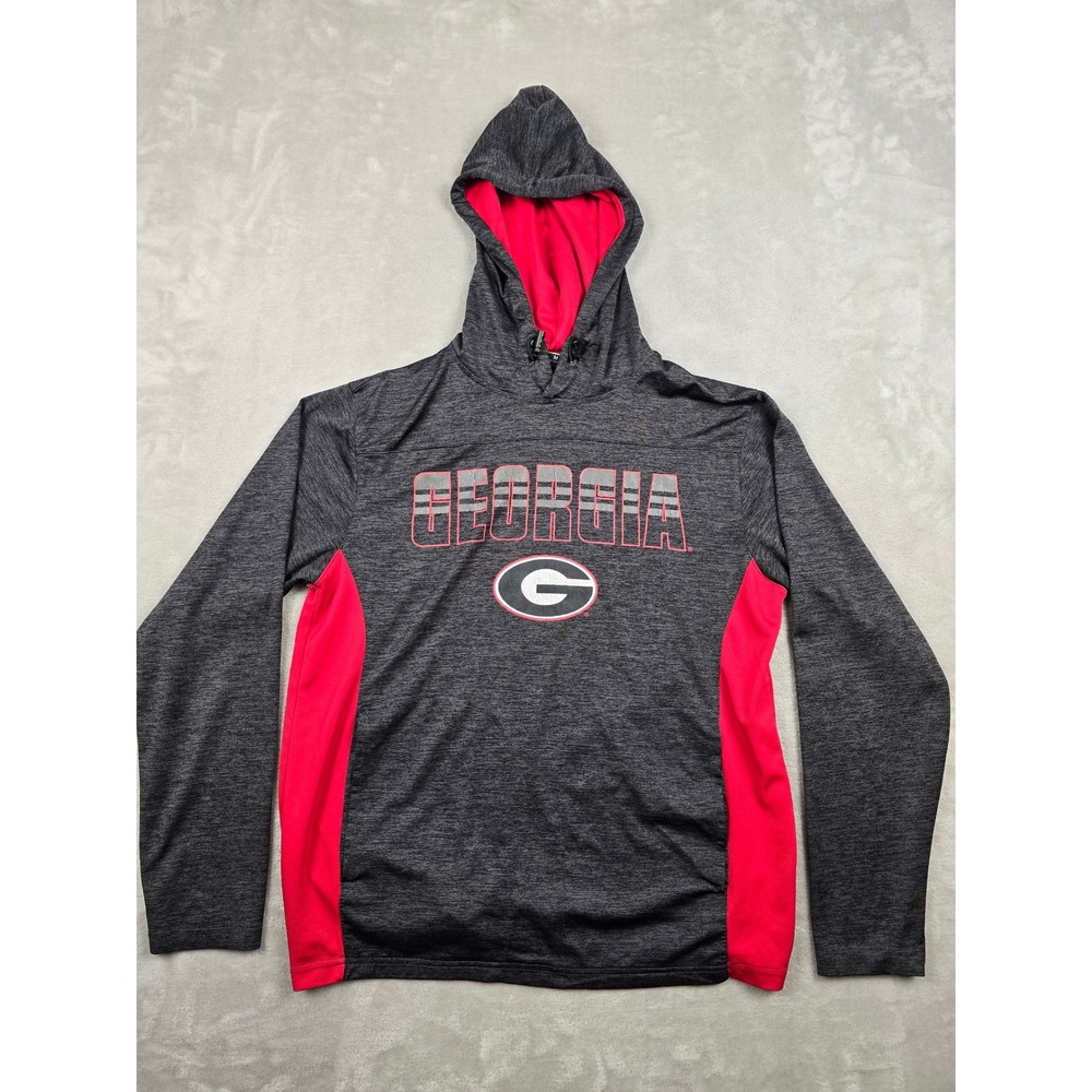 Colosseum Georgia Bulldogs Hoodie Mens Medium Gray Red NCAA Performance Pullover